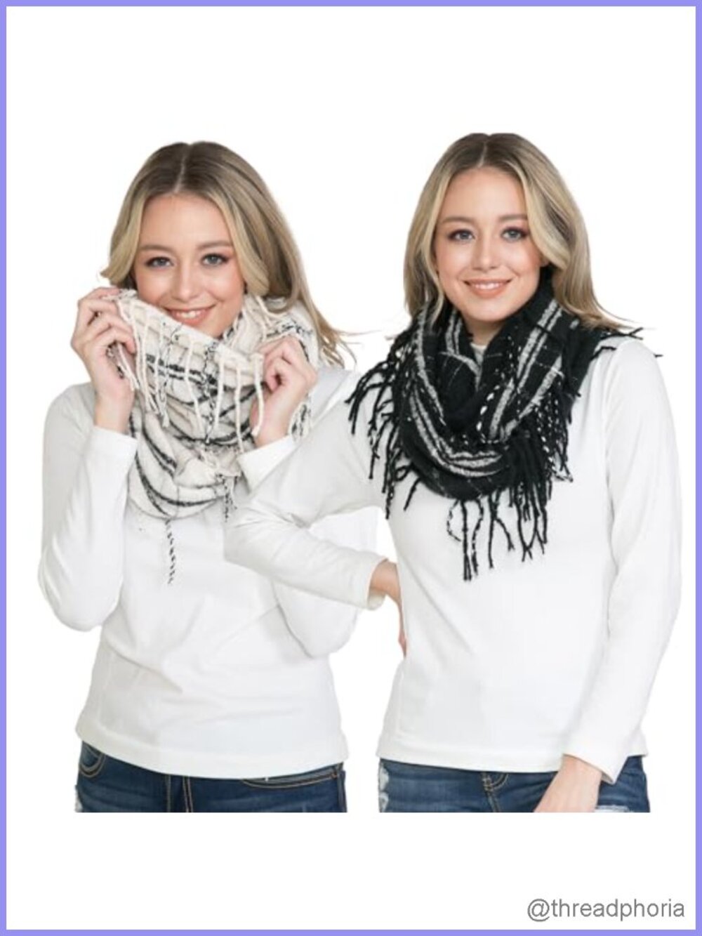 Women's Plaid Infinity Scarf Ultra Soft Warm Circle Loop Winter